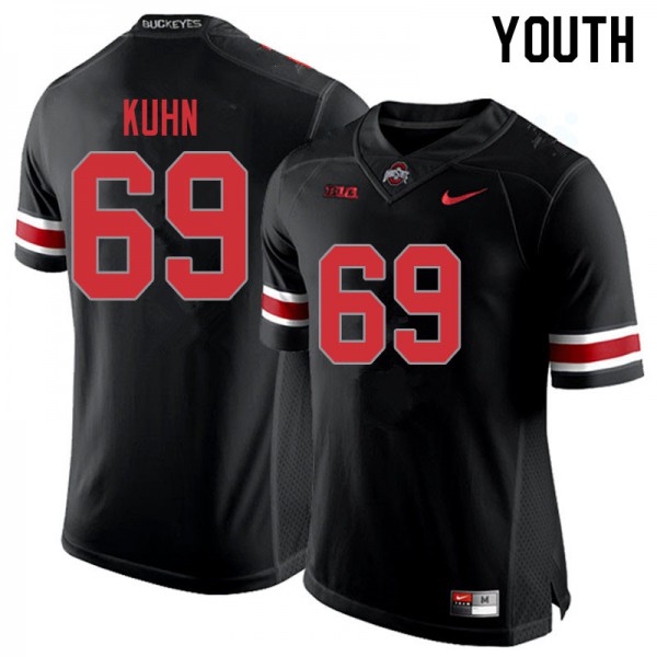 Ohio State Buckeyes #69 Chris Kuhn Youth Football Jersey Blackout OSU37152